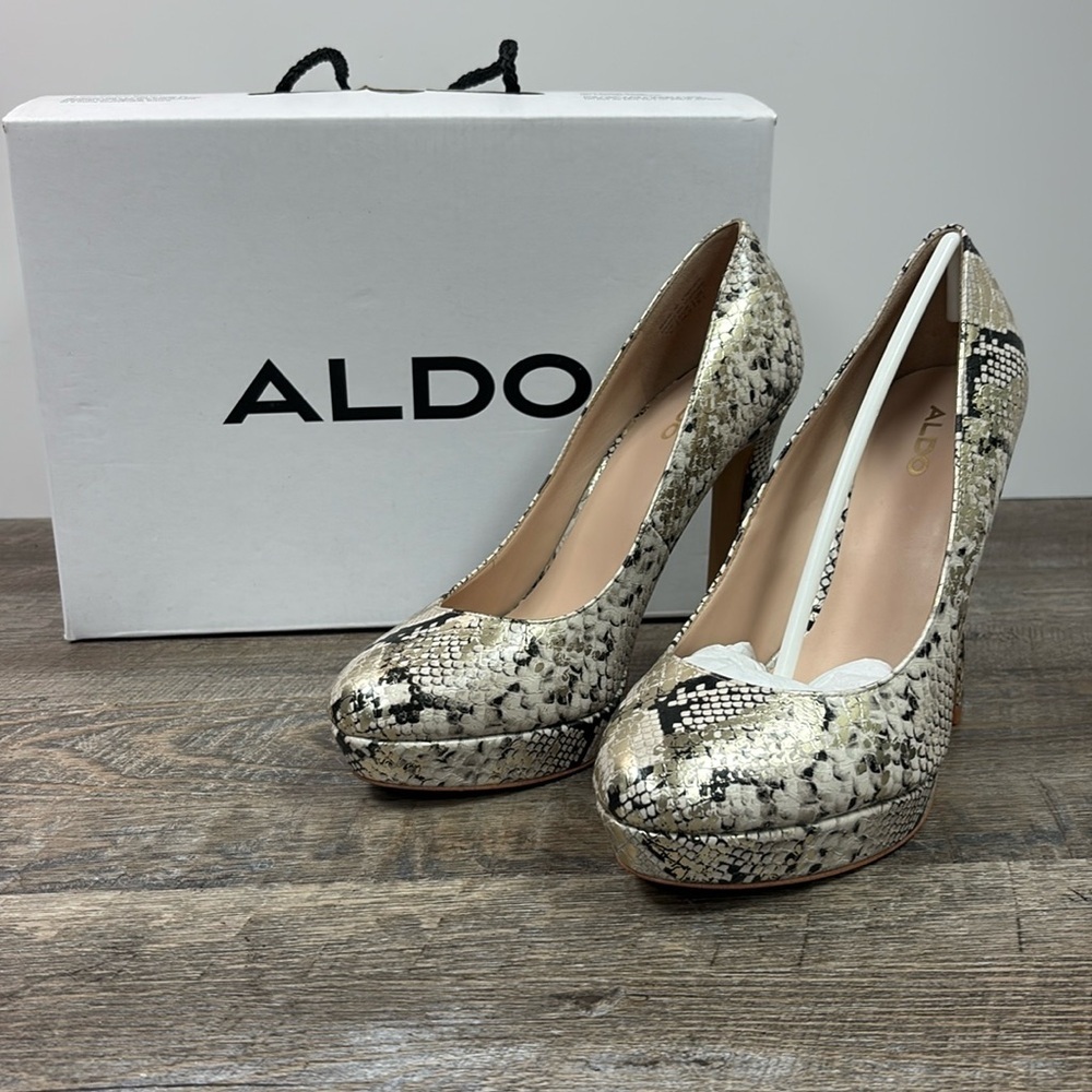 Aldo EDARESSA Snakeskin Embossed Platform Heels Size 8